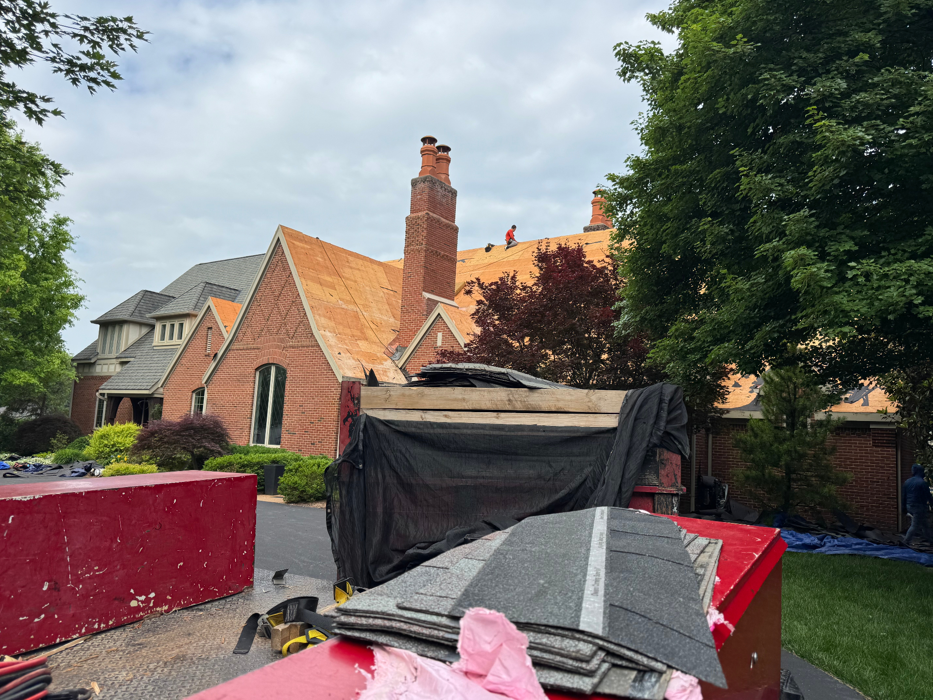 Belmont crew loading Class 4 shingles for installation
